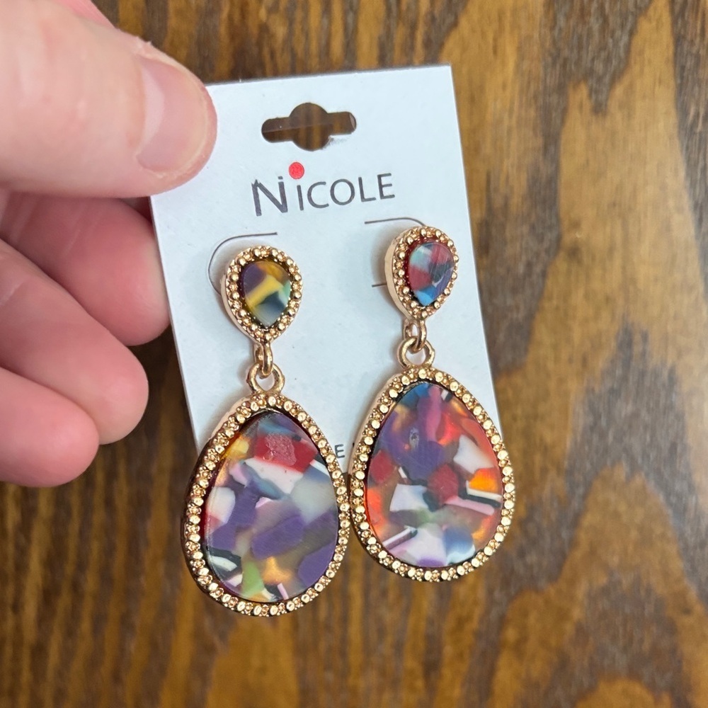 Nicole Rainbow Tiered Teardrop Earrings NEW